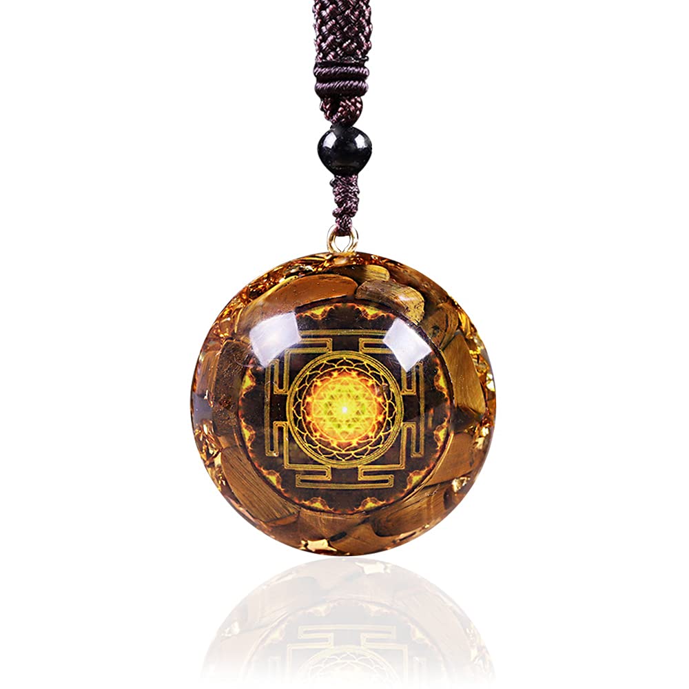 Day Day Up orgonite pendant with tiger eye for grounding and focus