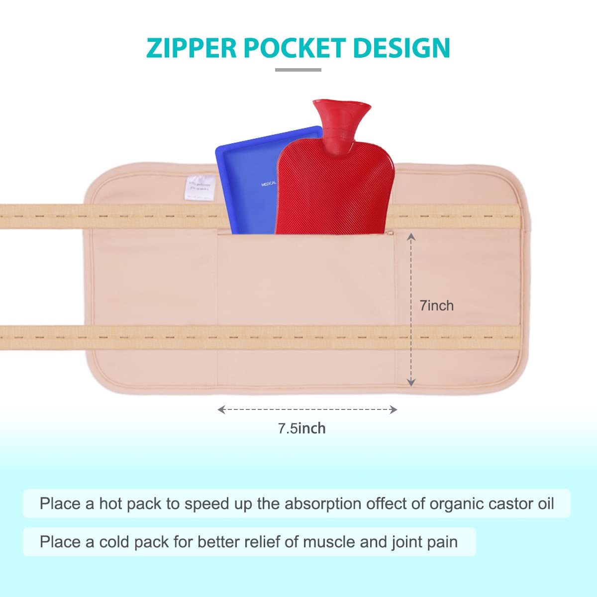 DazzyD Castor Oil Pack Wrap double-layer design prevents leaks