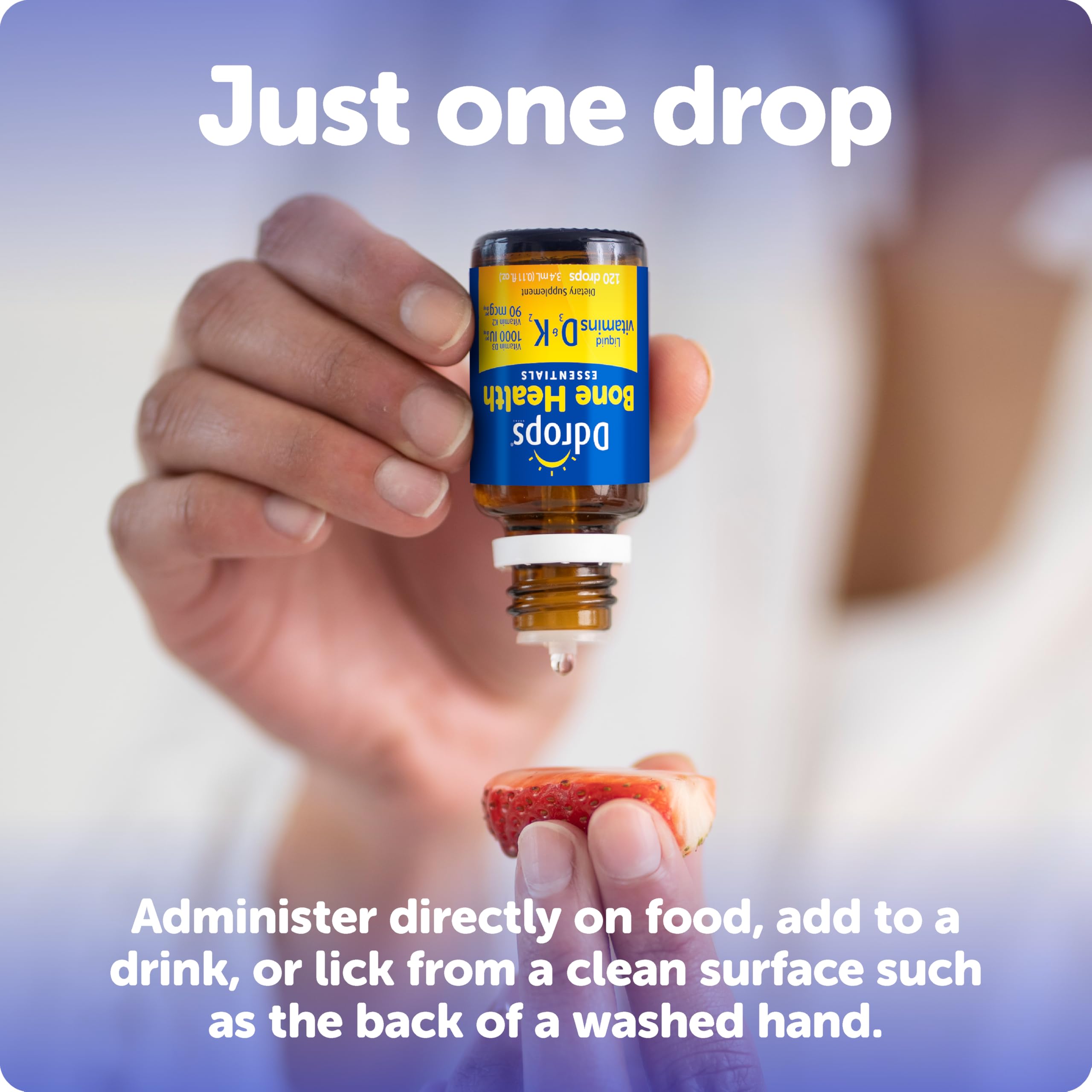 Ddrops AbsorbBoost oil blend illustration emphasizing absorption and compatibility with calcium.