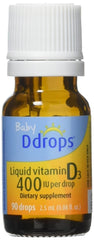 Ddrops Baby 400 IU D3 drops bottle for easy infant vitamin delivery