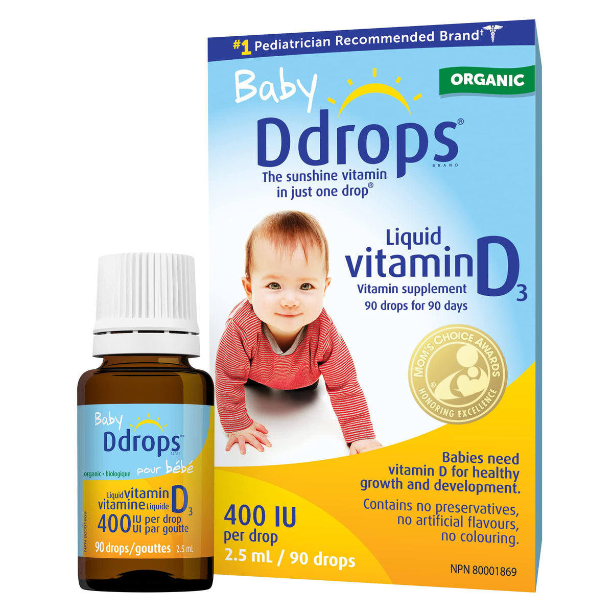 Baby Ddrops vitamin D bottle pour showing easy dosing during feeds