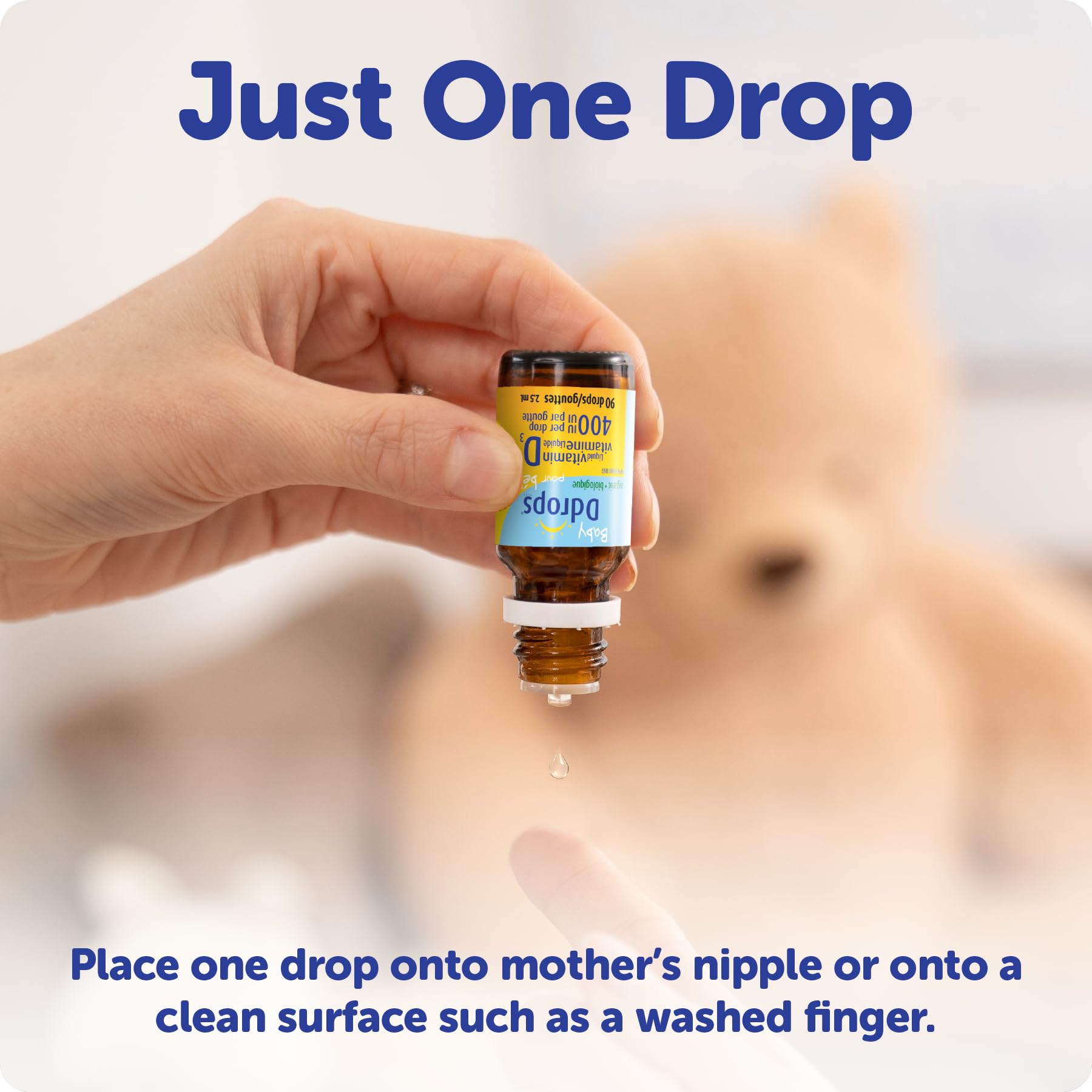 Baby Ddrops vitamin D drops onto solid food for sequencing