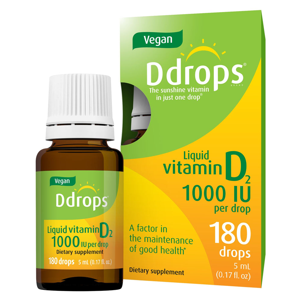 Ddrops Vegan 1000 IU liquid drops pour for simple daily vitamin D intake.