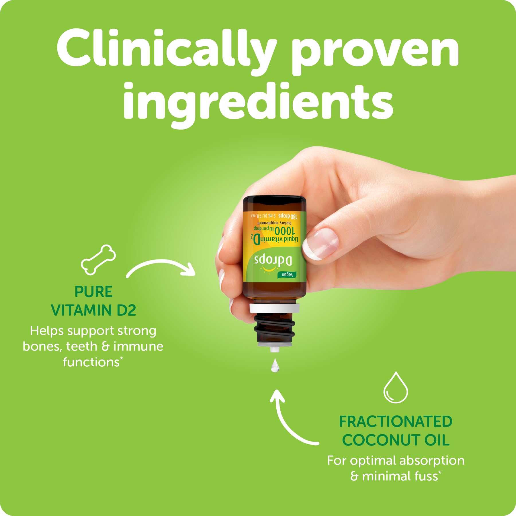 Ddrops Vegan 1000 IU free of preservatives and allergens.