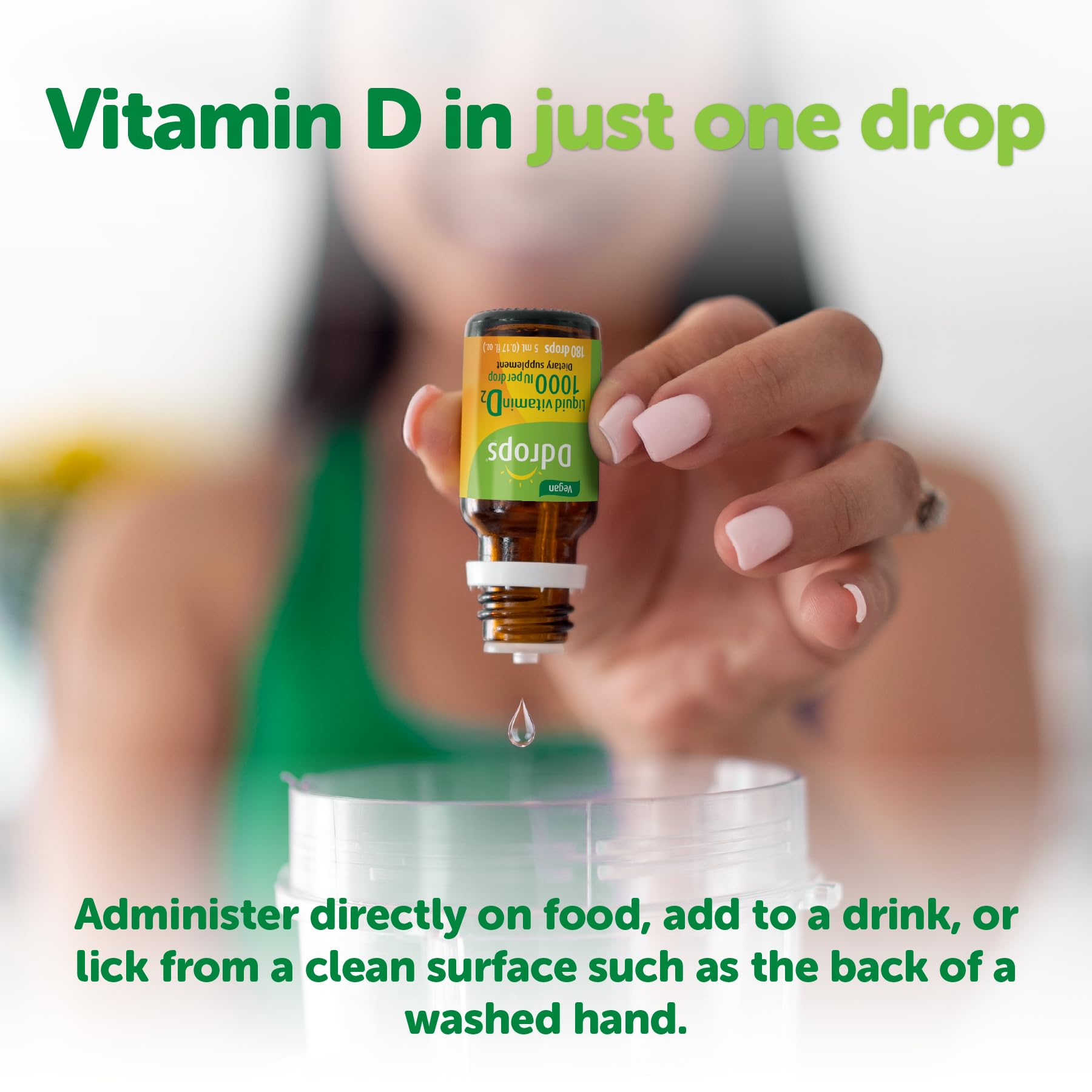Ddrops Vegan 1000 IU two-ingredient formula with coconut oil.