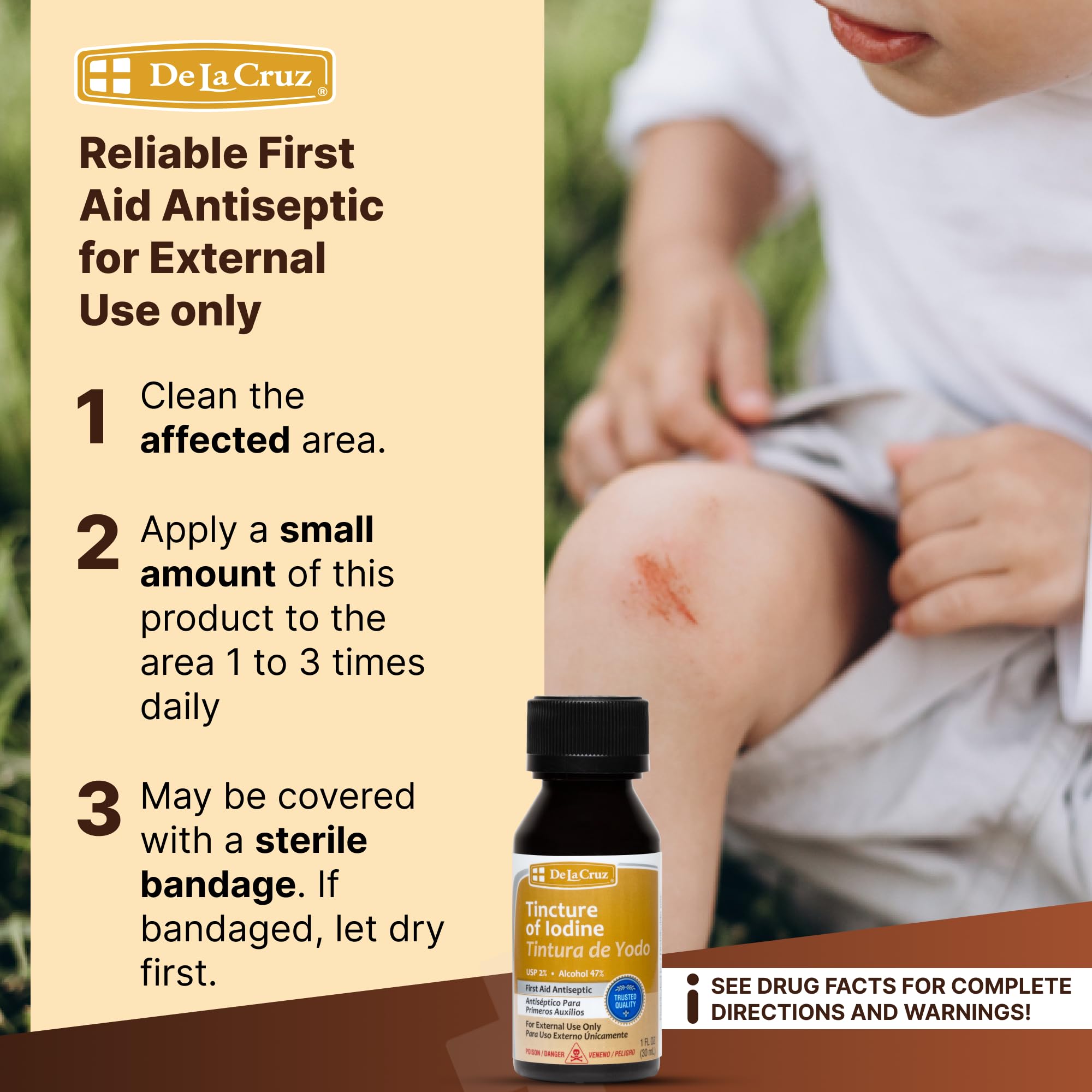 1 fl oz bottle size shown for convenient first aid.