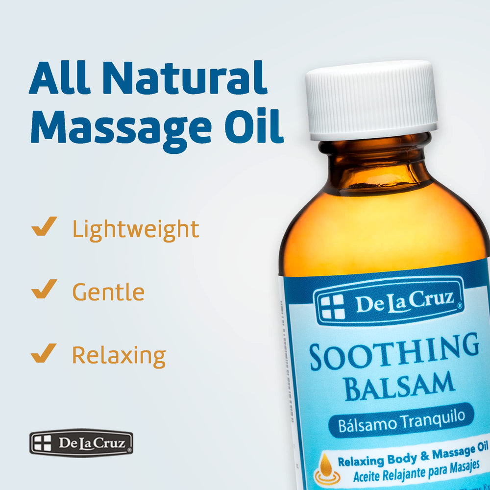 De La Cruz Soothing Balsam packaging front highlights natural formula.