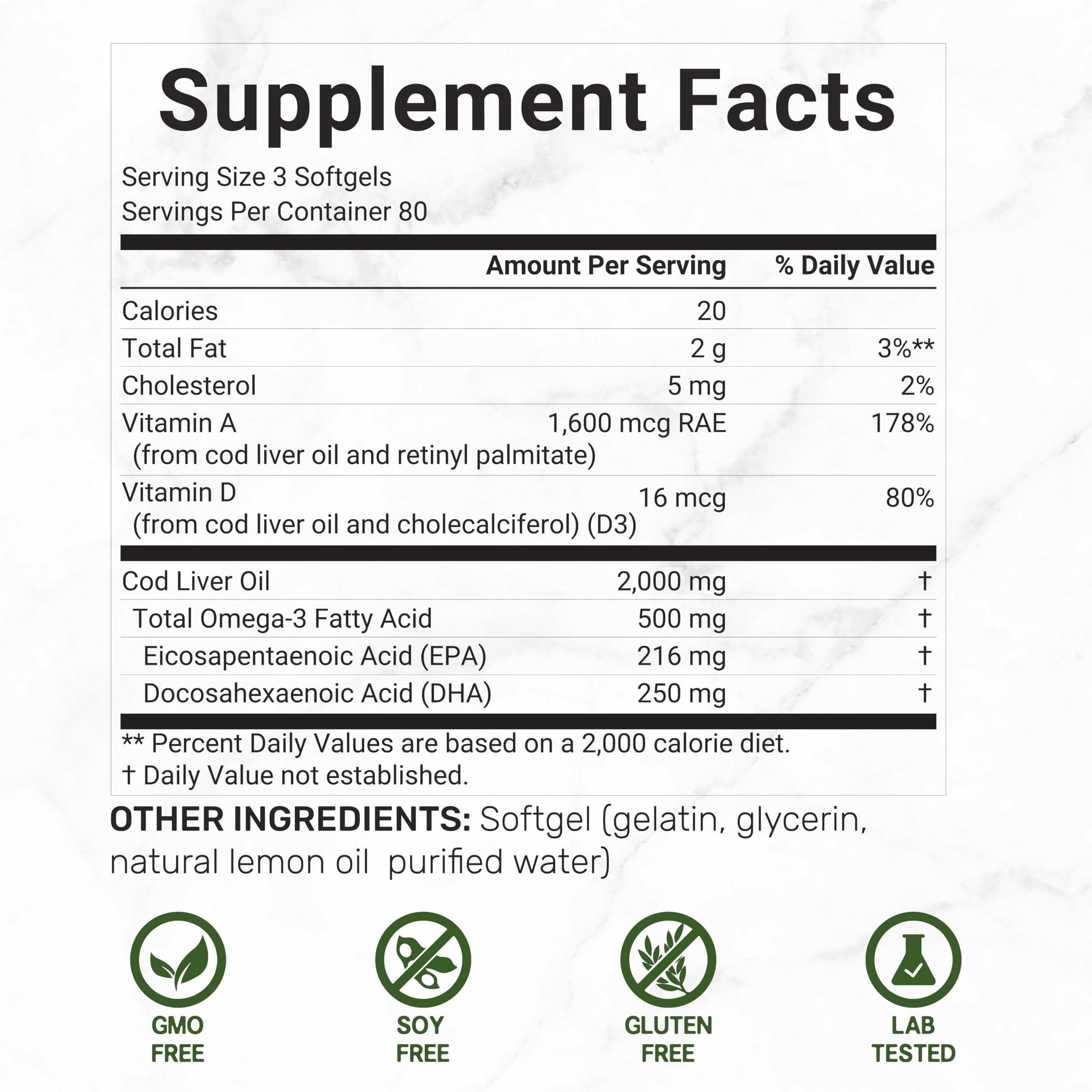 DEAL SUPPLEMENT 2000 mg per serving softgels, high-potency daily option