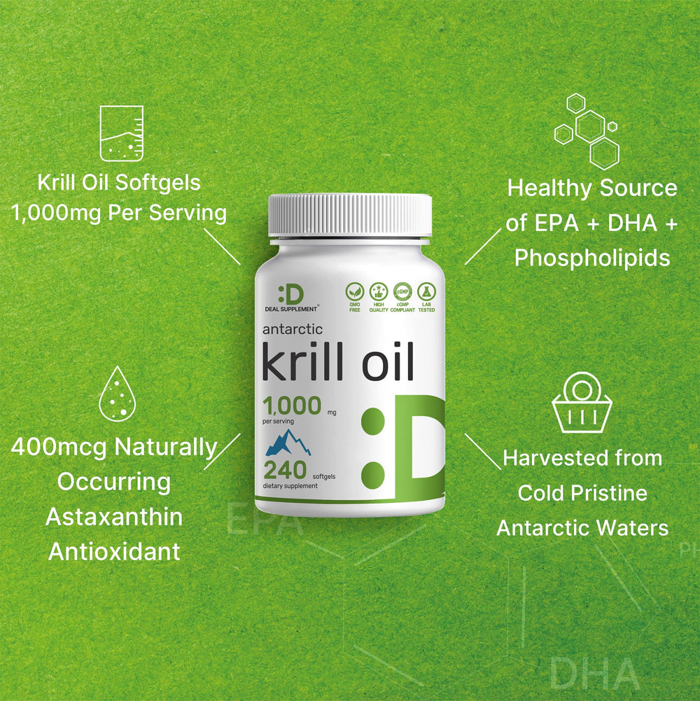 Deal Supplement Antarctic Krill Oil packaging emphasizes mercury-free formula