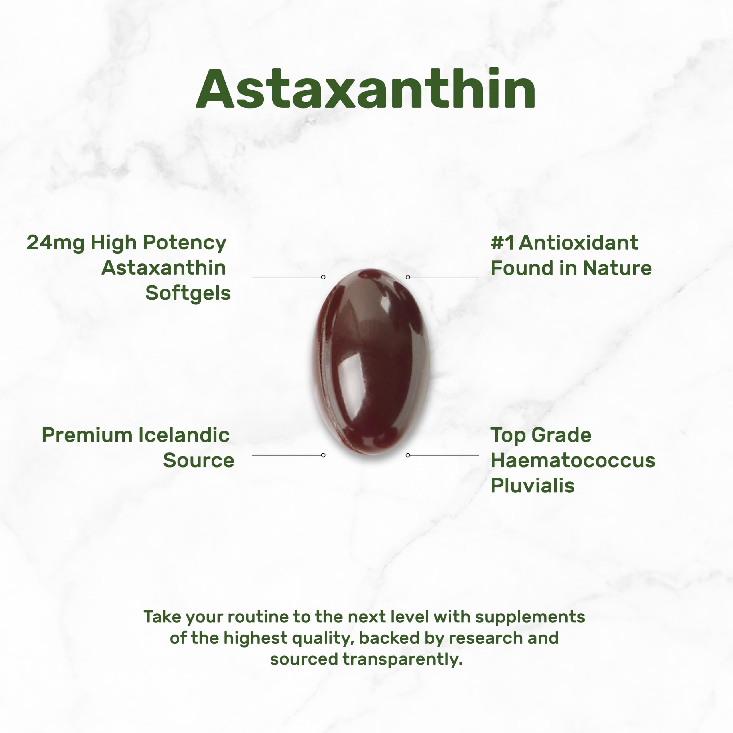 Close-up of DEAL SUPPLEMENT label highlighting double strength astaxanthin formula.