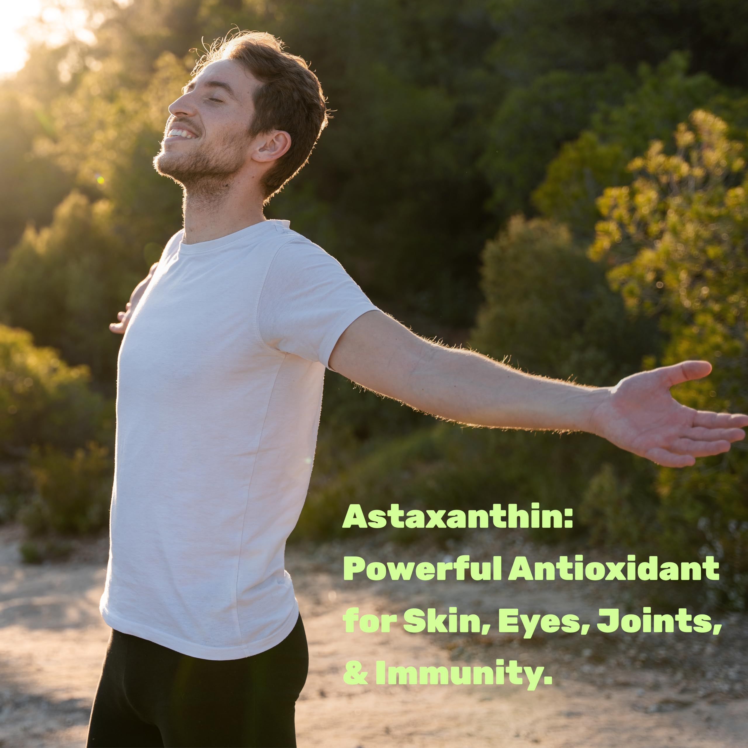 Pouring DEAL SUPPLEMENT Astaxanthin capsules from the bottle for easy daily use.