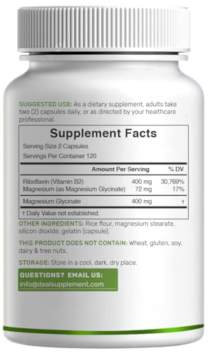 Deal Supplement B2 capsules close-up emphasizes high-bioavailability riboflavin with magnesium