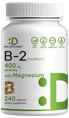 Deal Supplement B2 with magnesium bottle front view highlighting daily energy support
