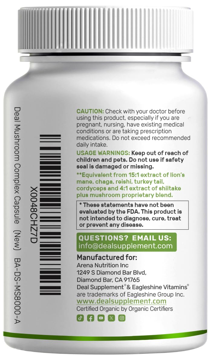 Deal Supplement bottle and capsules on white background for easy dosage reminder.