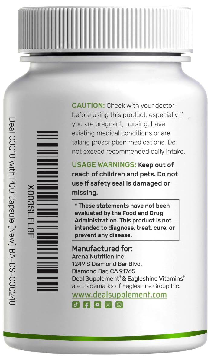 DEAL SUPPLEMENT CoQ10 lab tested: third-party tested quality and purity you can trust