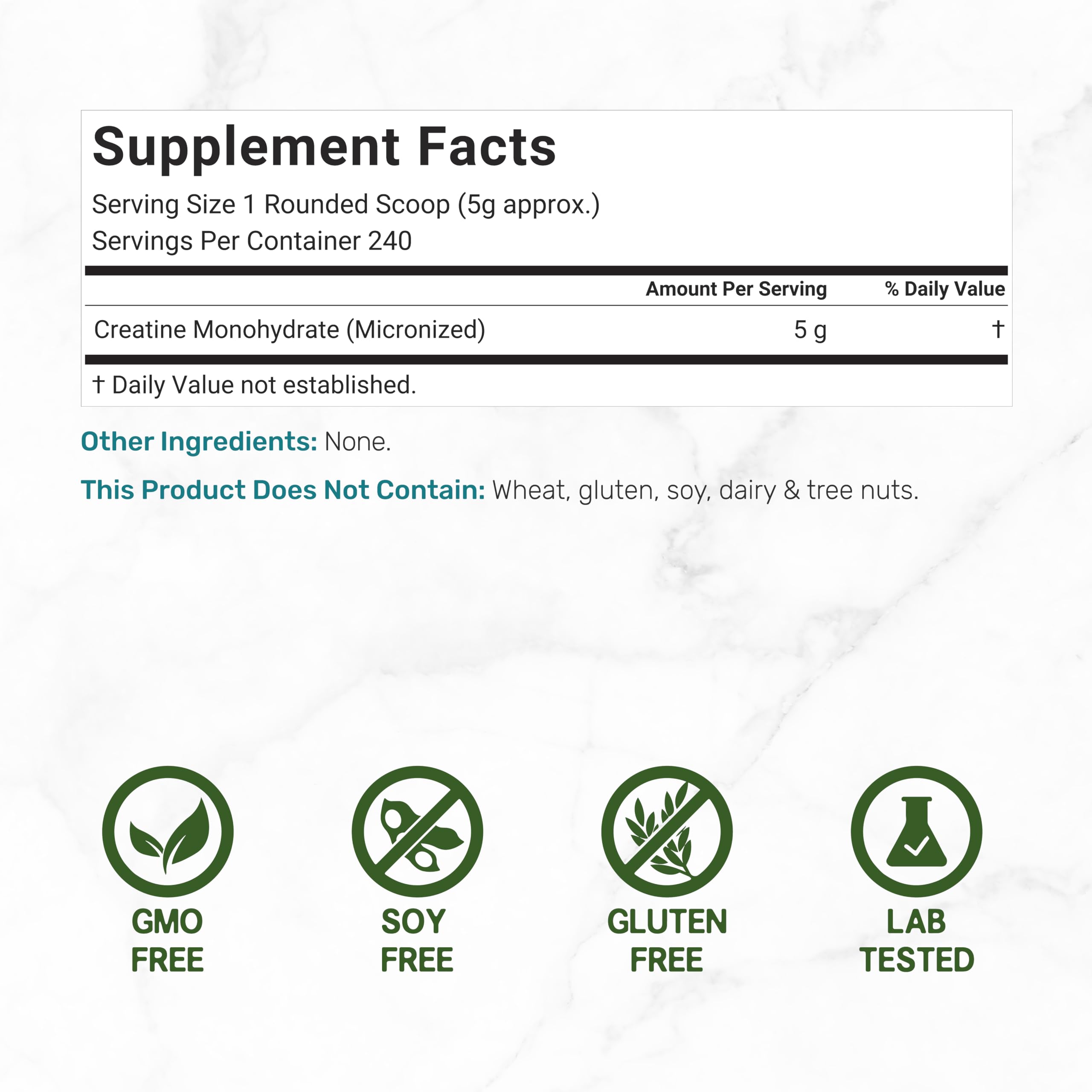 Deal Supplement creatine scoop measuring 5 g for precise, consistent dosing.