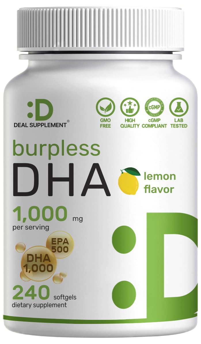 DEAL SUPPLEMENT DHA bottle with lemon flavor supports daily omega-3 routine.