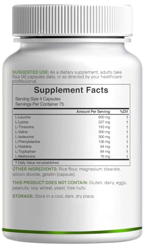 Close-up of DEAL SUPPLEMENT EAA label showing ingredients and third-party testing.