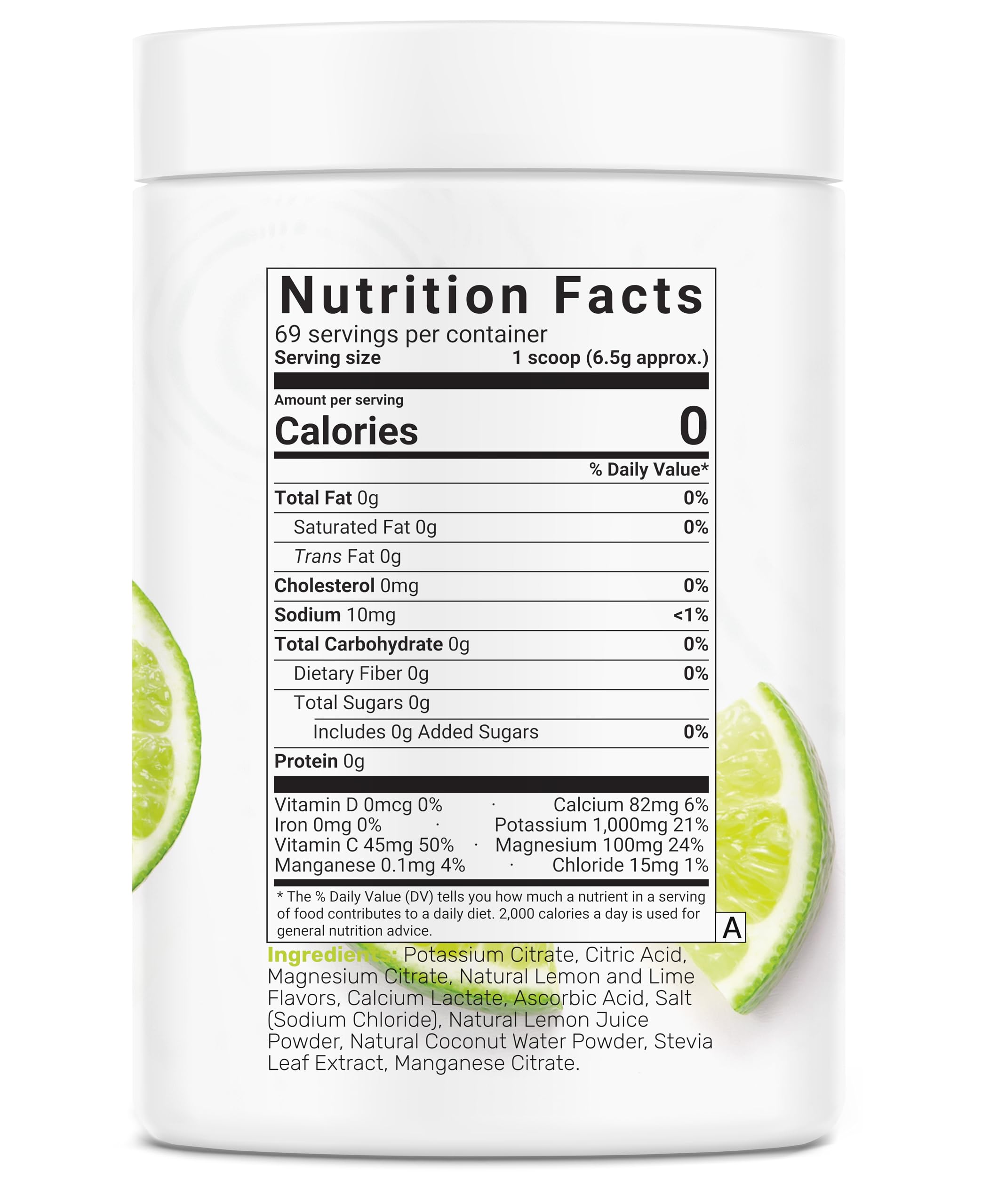 DEAL SUPPLEMENT Electrolytes powder ingredients coconut water and lemon juice offer natural flavor.