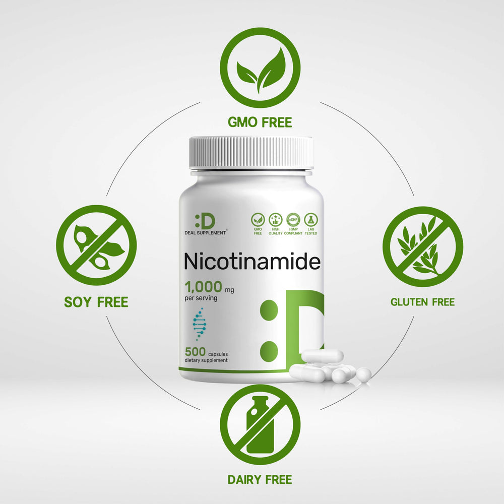 DEAL SUPPLEMENT Flush-free niacin alternative capsules designed for easy daily intake.