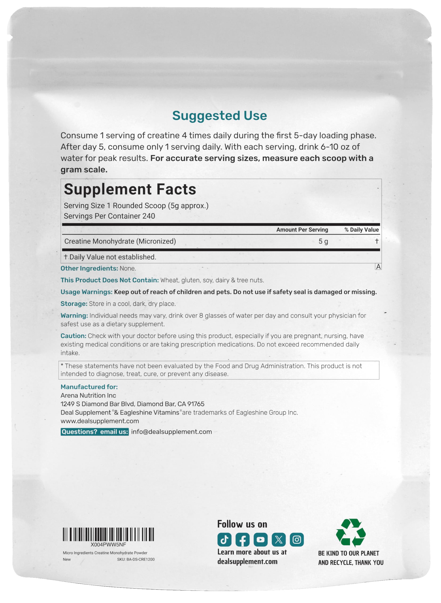 Gym scene highlights a simple daily supplement routine with creatine powder.