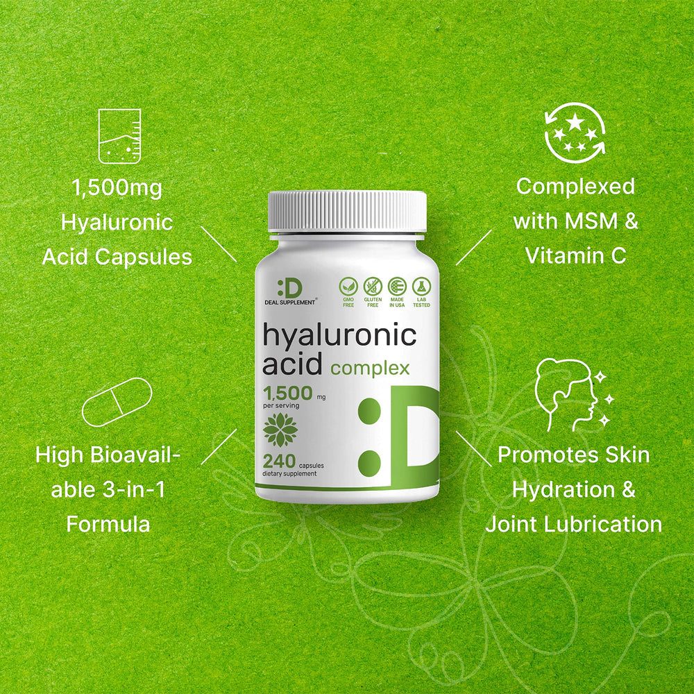 Ingredient panel on DEAL SUPPLEMENT bottle notes non-GMO and allergen-free ingredients