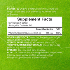 Deal Supplement K2 MK-7 softgels in coconut oil base supports nutrient uptake.