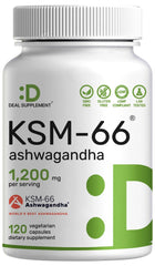 DEAL SUPPLEMENT KSM66 Ashwagandha bottle highlighting full-spectrum root extract