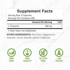 DEAL SUPPLEMENT L-Theanine capsules close-up highlights 400 mg strength.