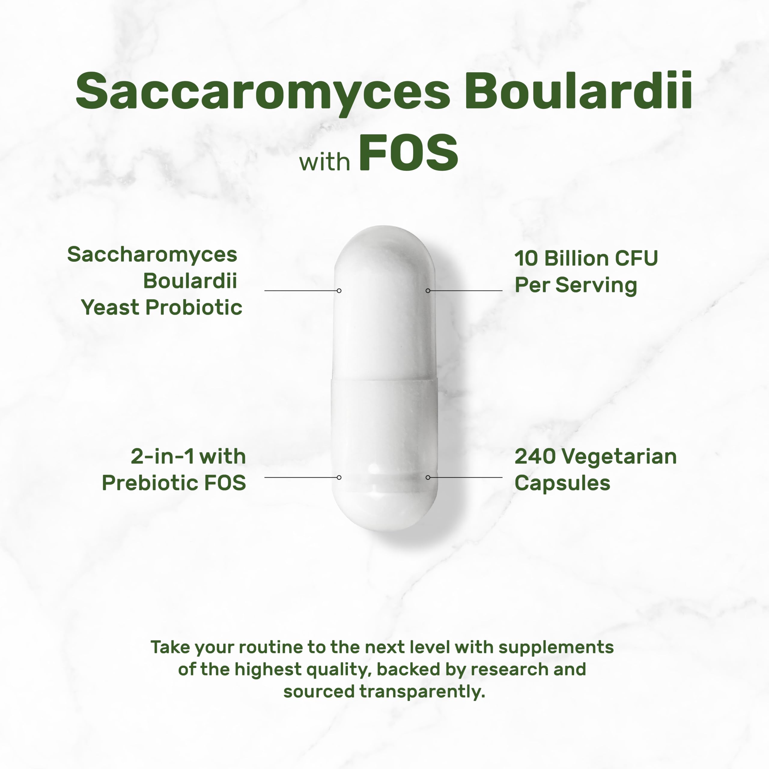 DEAL SUPPLEMENT label close-up showing serving details and FOS prebiotic support.