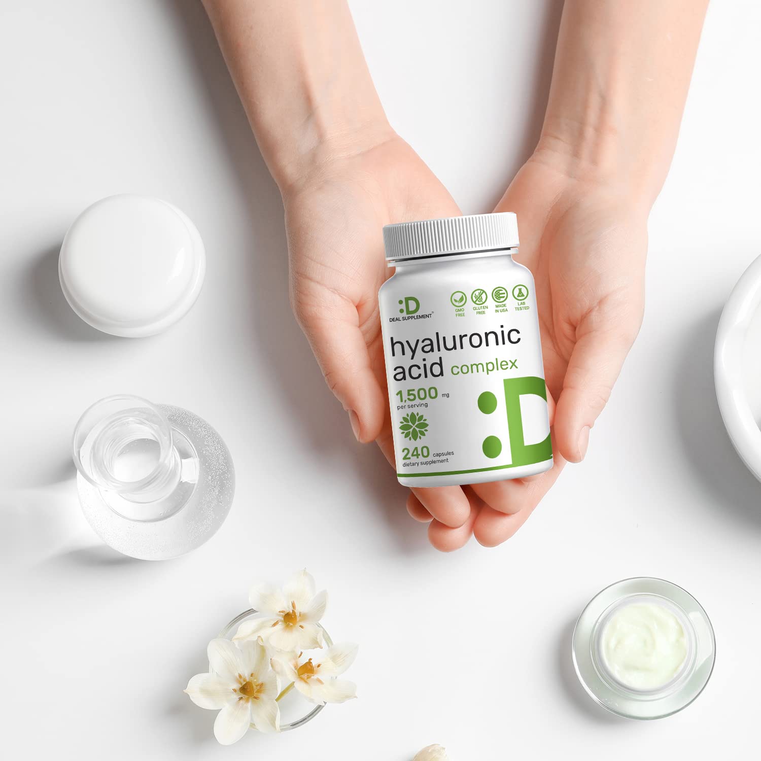 Lifestyle shot of DEAL SUPPLEMENT in a daily skincare routine context