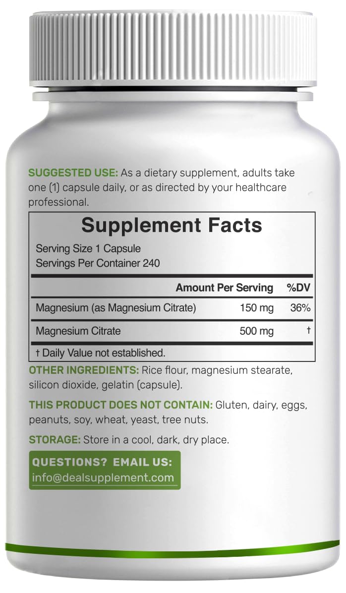 DEAL SUPPLEMENT Magnesium Citrate non-GMO seal communicates safety