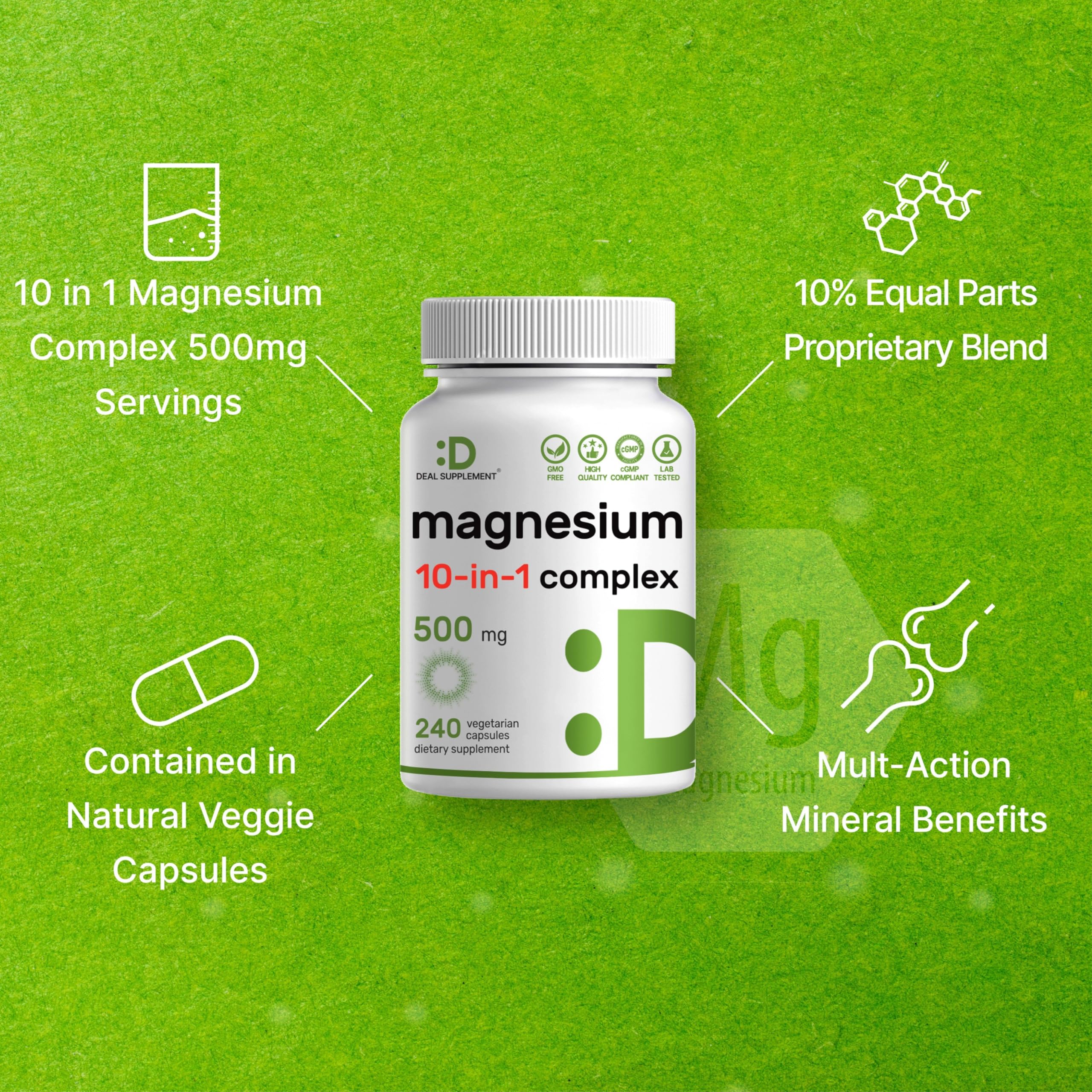DEAL SUPPLEMENT Magnesium Complex capsules in hand demonstrates portability for on-the-go use.