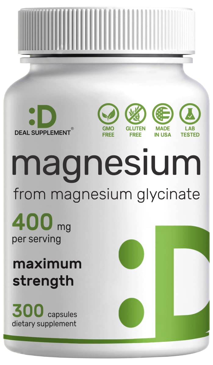 DEAL SUPPLEMENT magnesium glycinate 400mg bottle for easy absorption.