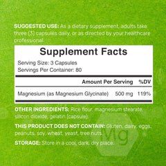 Deal Supplement magnesium glycinate capsules closeup shows gentle support.