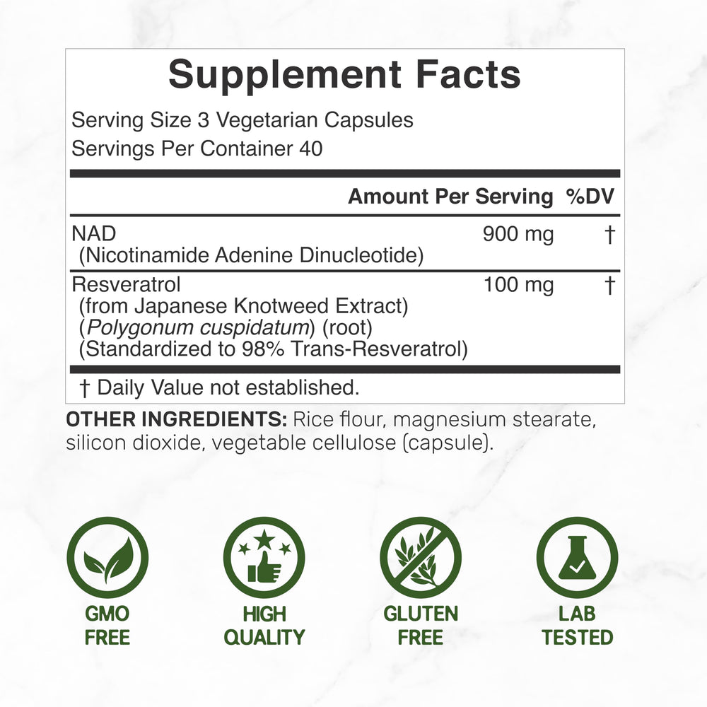 deal supplement nad+ resveratrol capsules close-up highlighting veggie capsule form