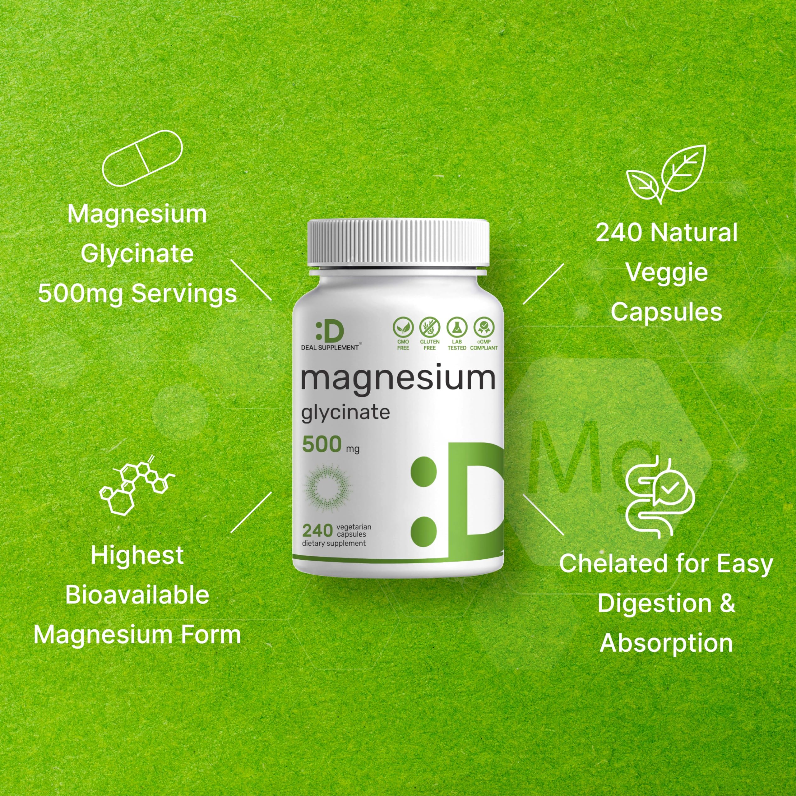 Deal Supplement non-GMO gluten-free symbol on label.