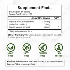DEAL SUPPLEMENT psyllium husk capsules close-up highlights easy-to-swallow form.