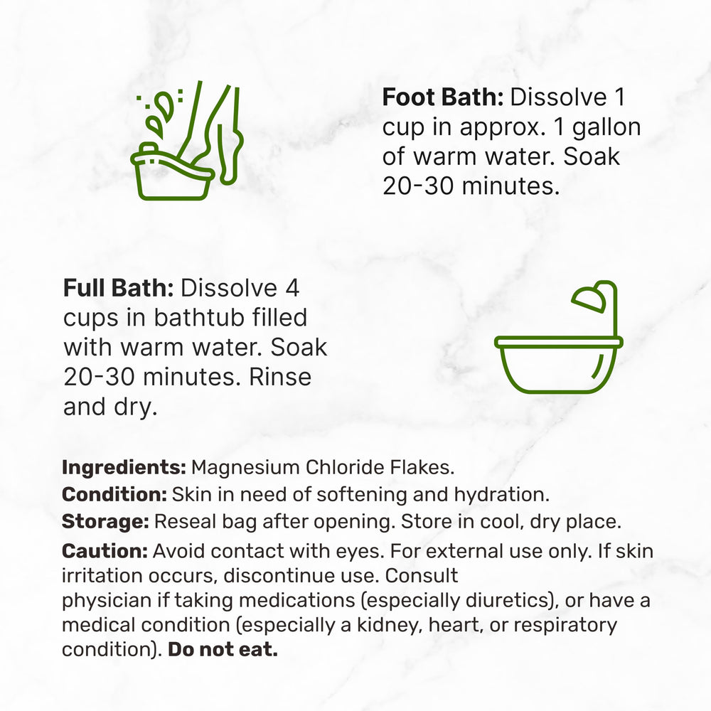 Deal Supplement Magnesium Flakes used in a foot bath for relaxation
