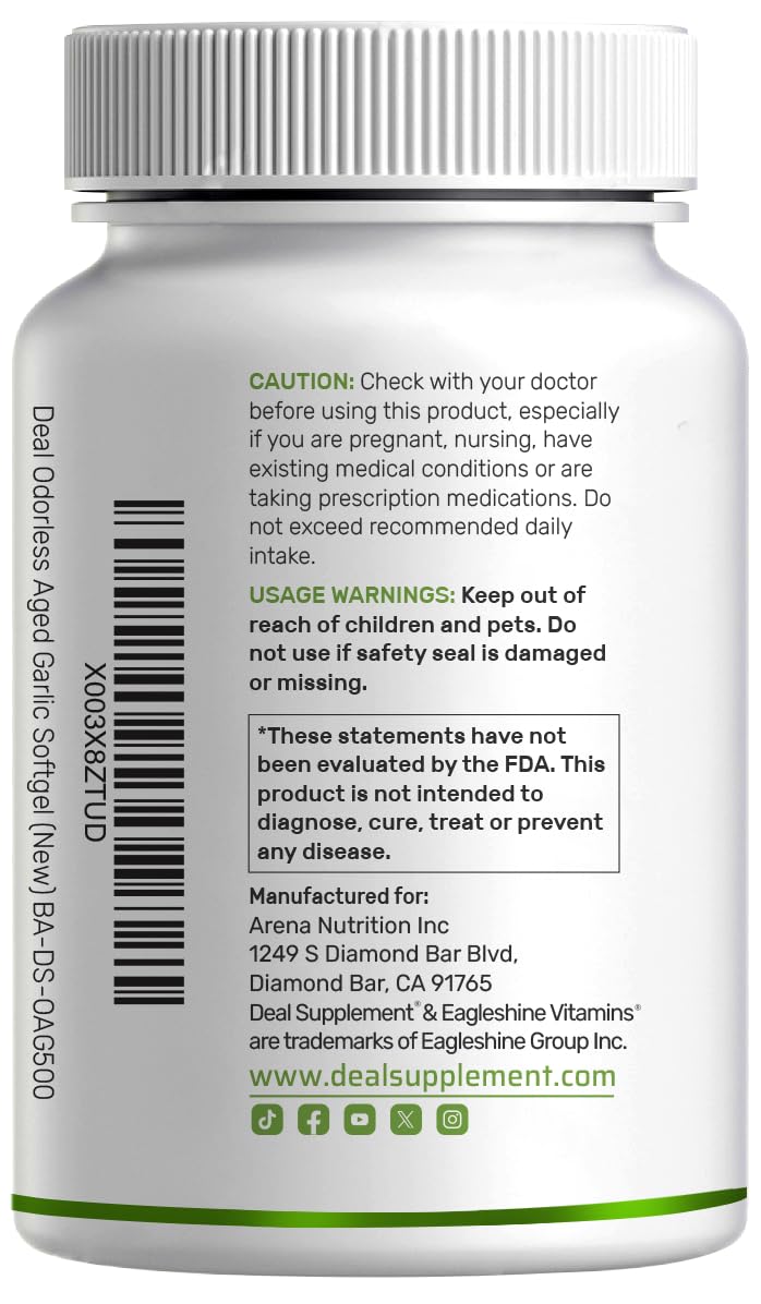 DEAL SUPPLEMENT serving two softgels illustrates convenient daily dosage