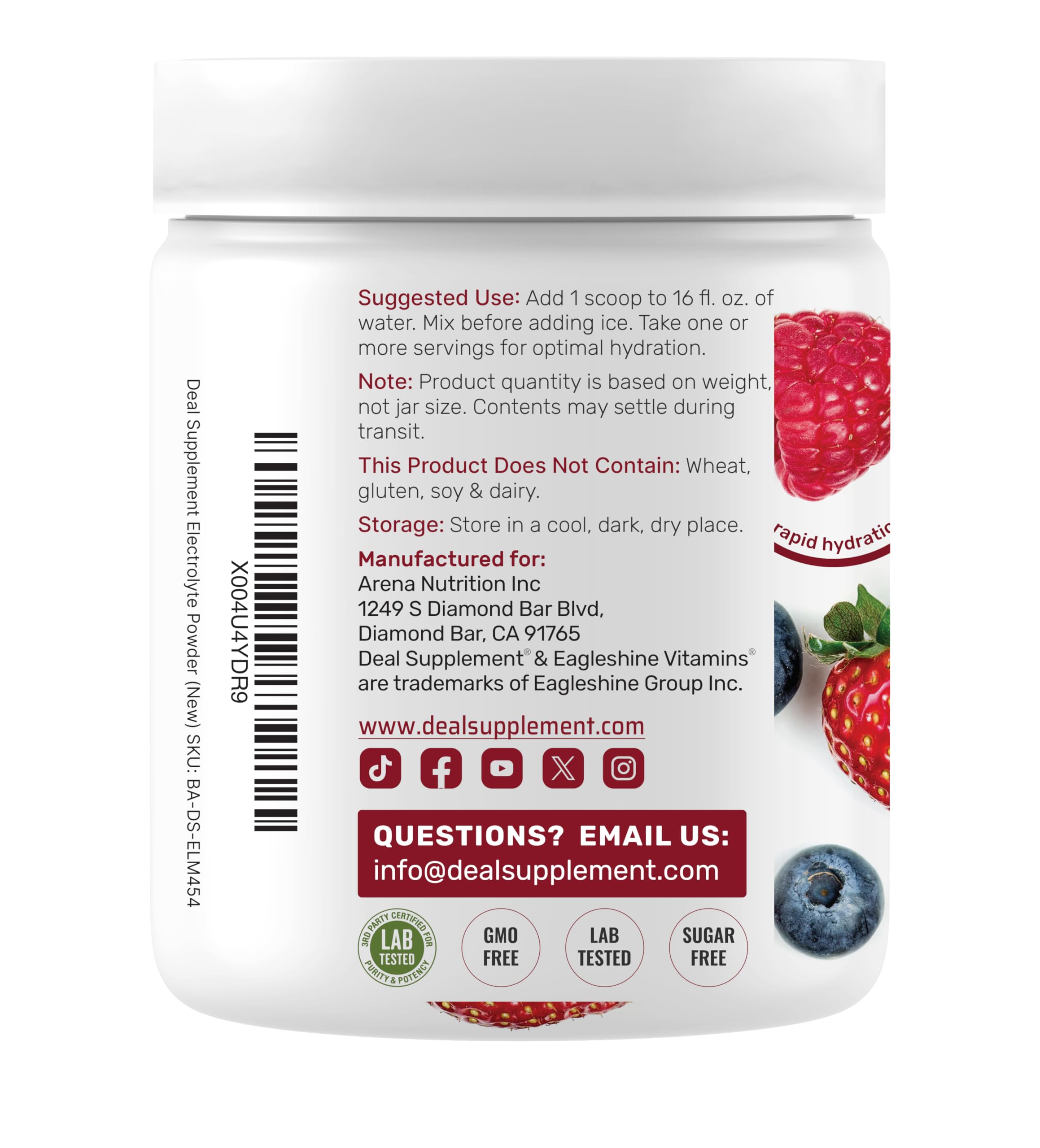 DEAL SUPPLEMENT electrolyte mix supports convenient post-workout hydration.