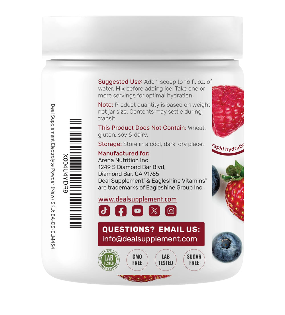 DEAL SUPPLEMENT electrolyte mix supports convenient post-workout hydration.