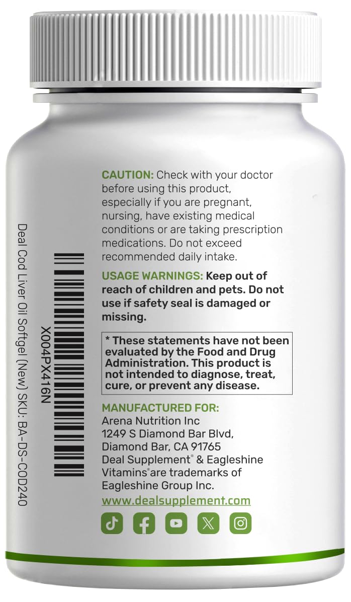 DEAL SUPPLEMENT third-party tested, non-GMO cod liver oil