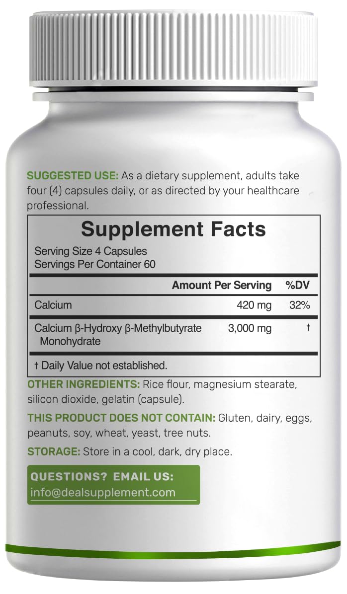 Label highlights 3,000 mg per serving for HMB potency.