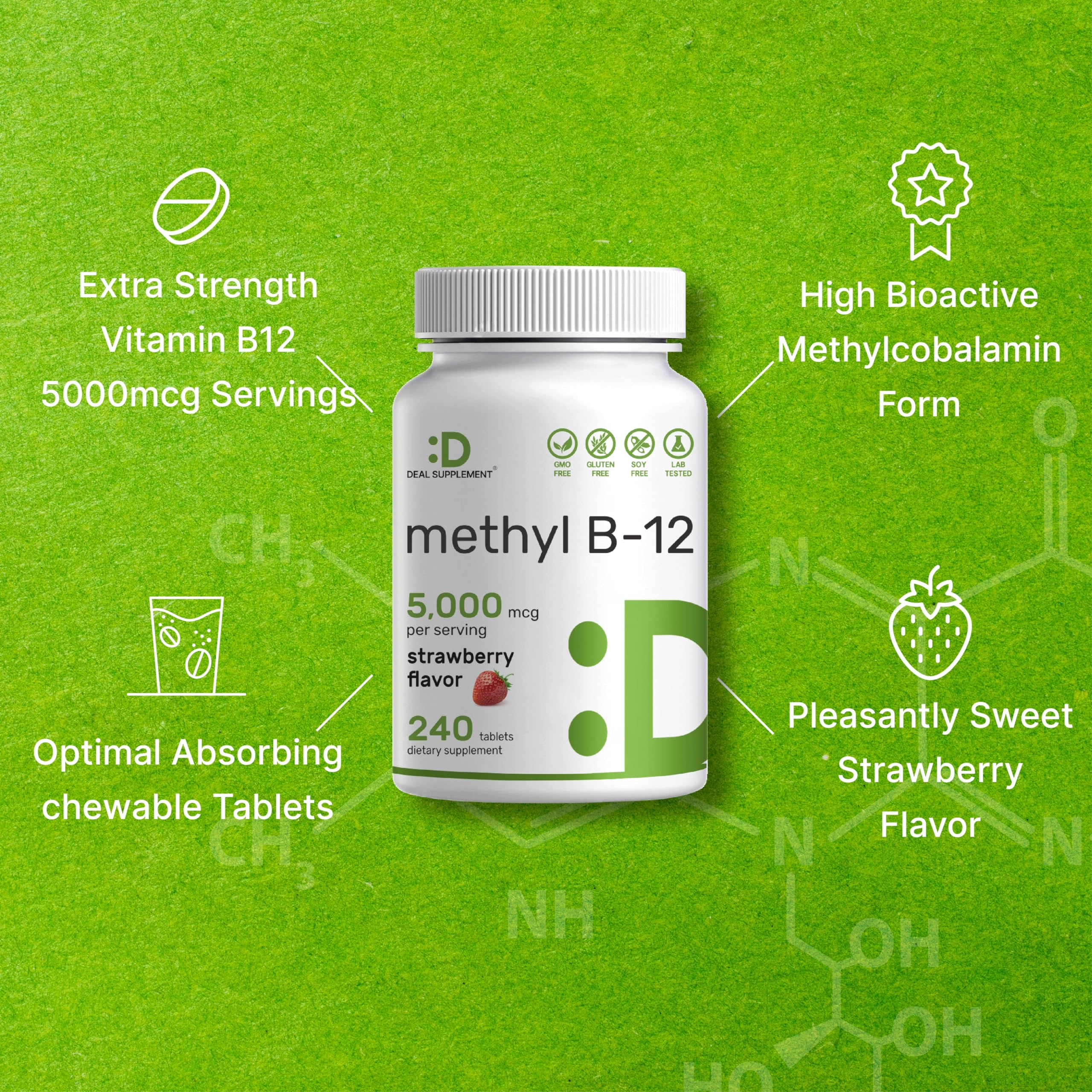 Vegan-friendly methyl B12 formula notes.
