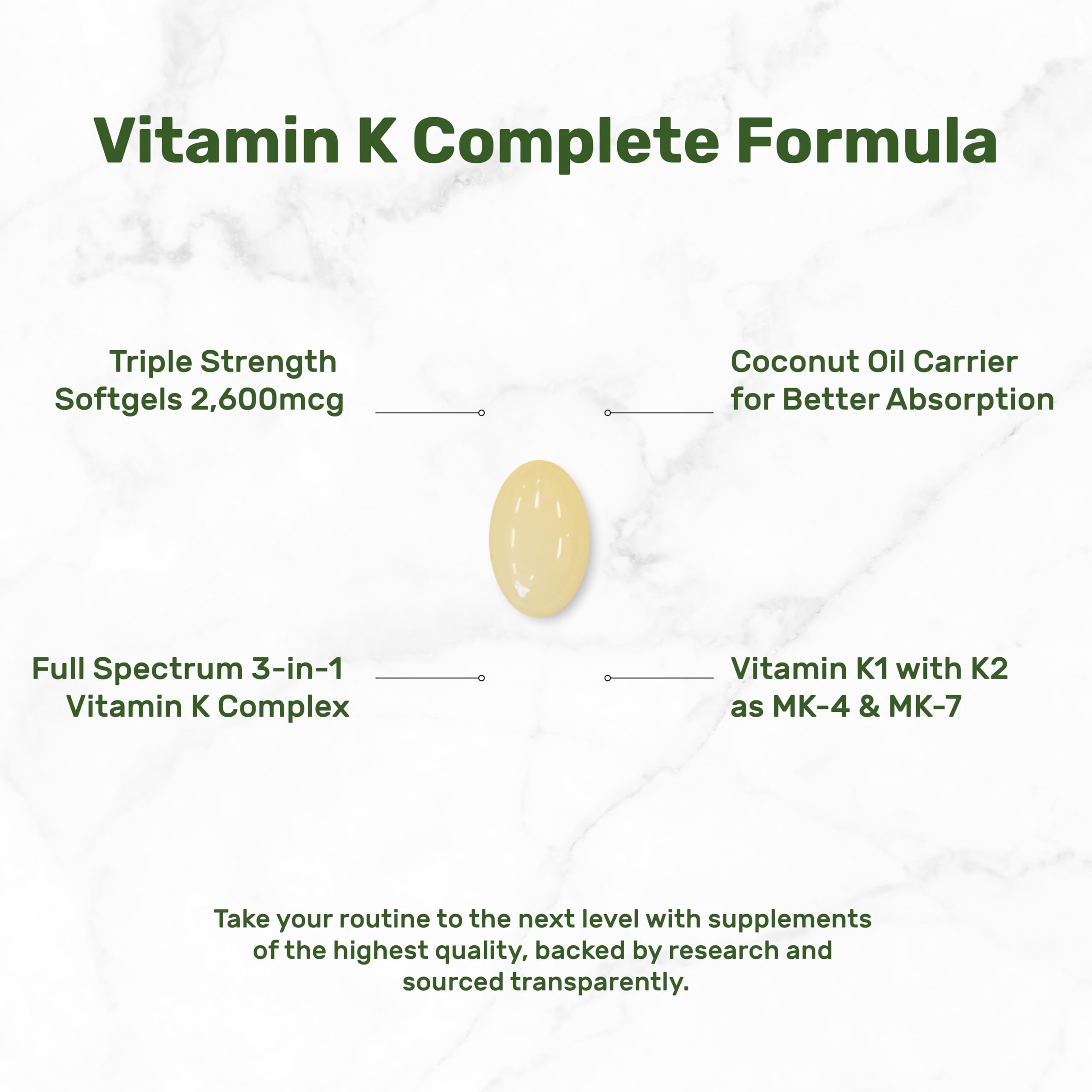 Label of DEAL SUPPLEMENT Vitamin K Complete showing K1, MK-7, MK-4 blend