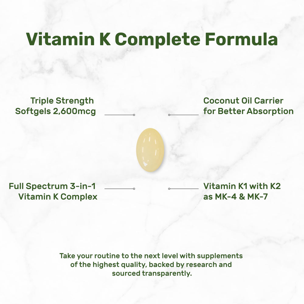 Label of DEAL SUPPLEMENT Vitamin K Complete showing K1, MK-7, MK-4 blend