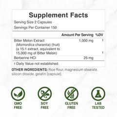 Deal Supplement wild bitter melon fruit extract bottle label shows 15:1 potency