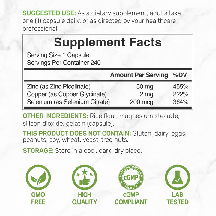 Deal Supplement zinc 50 mg capsules close-up highlighting absorption