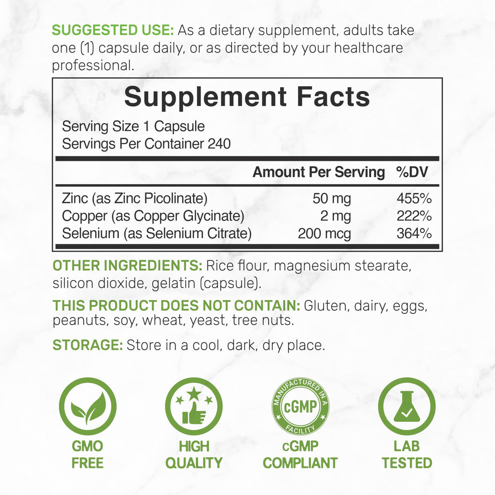 Deal Supplement zinc 50 mg capsules close-up highlighting absorption